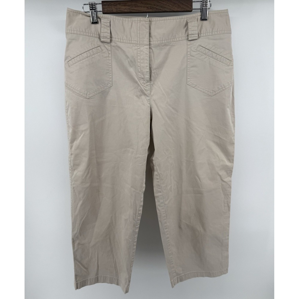 Rafaella Womens Size 14 Tan Cotton Stretch Cropped Capri Pants Straight Leg